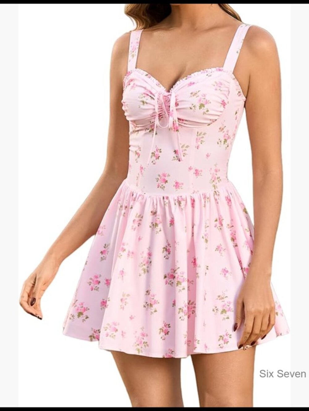 Corset Mini Dress With Sweetheart Neckline And Tie Front